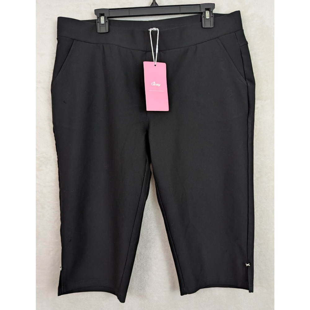 New Ginasy sz 3XL Ponte Knit Crop Pants black elastic waist pull on 1245